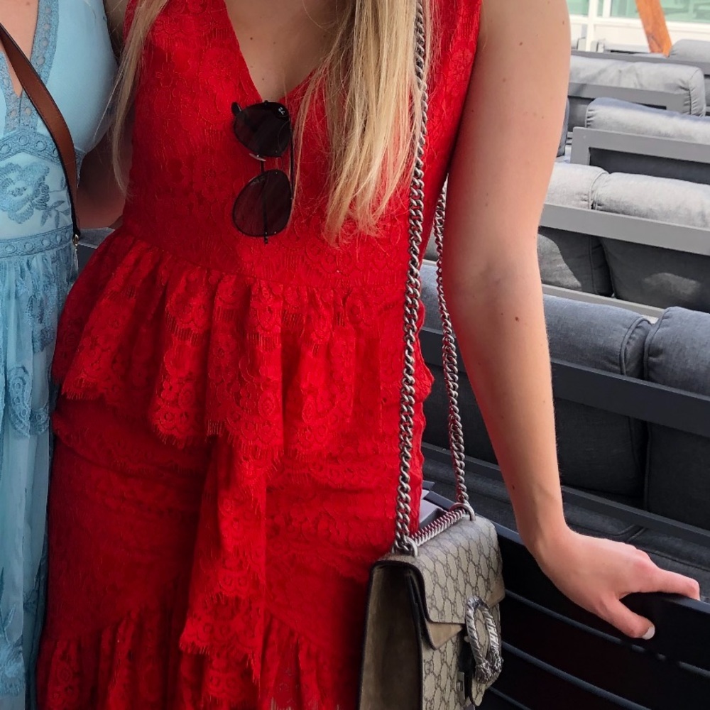 Anthropologie red lace dress worn once